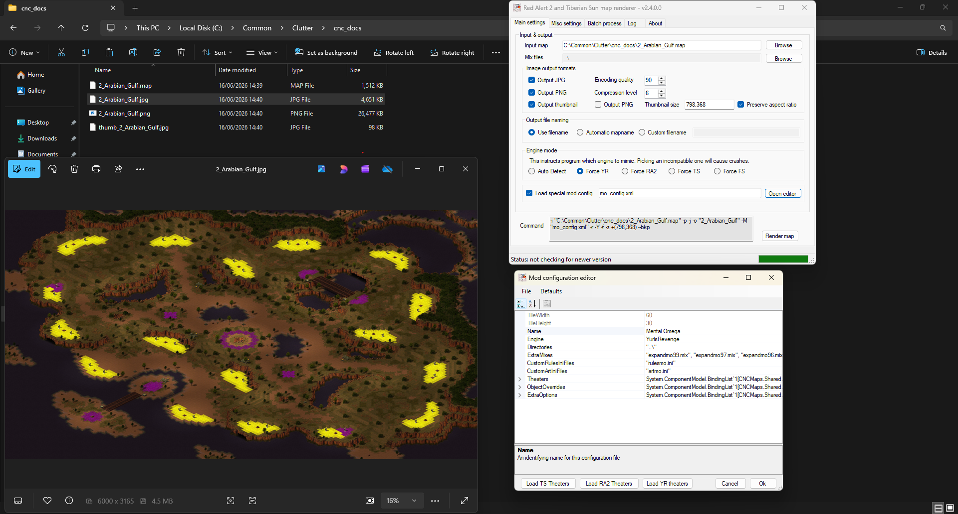 General image showing the files outputted and the mod config